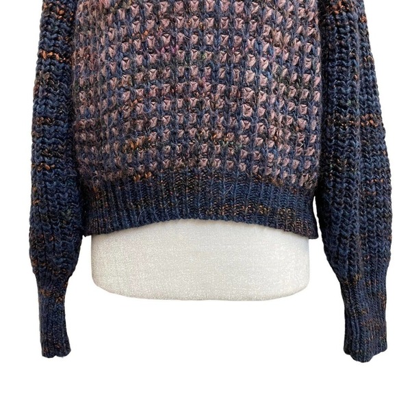 Anthropologie Moth Italy Wool Blend Melange Knit Cropped Pullover Sweater - Picture 4 of 13